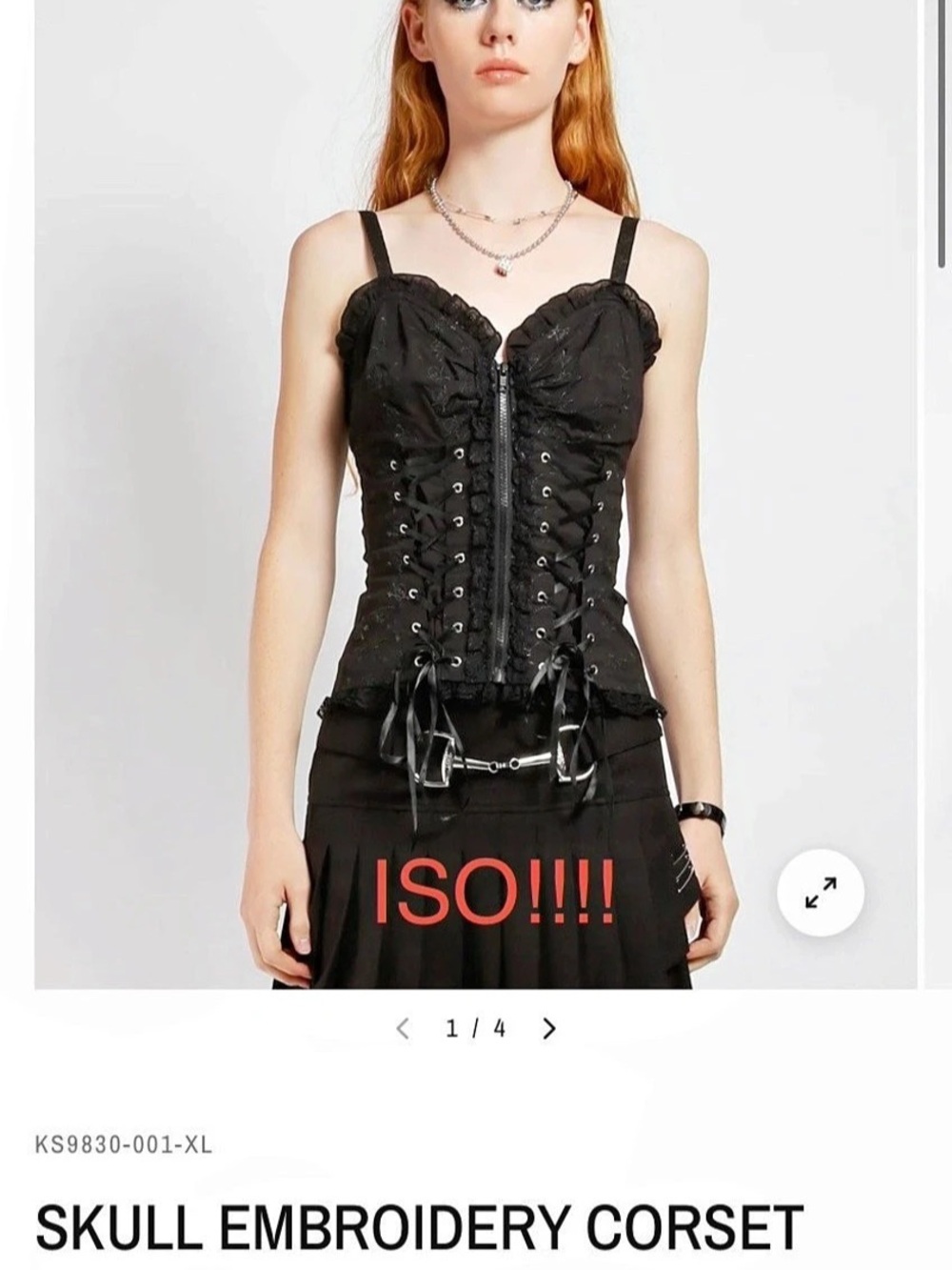 ISO SMALL Tripp NYC Skull Embroidery Corset Black